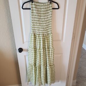 Emory Park Green Gingham Strapless Dress